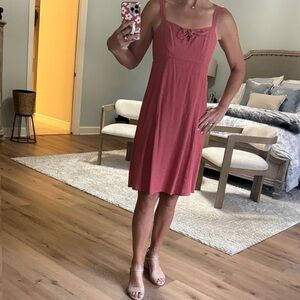 Loft rose/pink linen sleeveless dress. Empire waist. Size S. Excellent condition